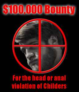 Richard Childers mobbing image #4 - Richard Childers in the crosshairs of a rifle scope, $100,000 reward