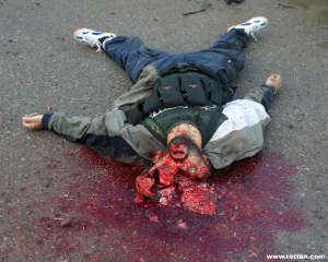 Richard Childers mobbing image #5 - photograph of a corpse with an exploded cranium